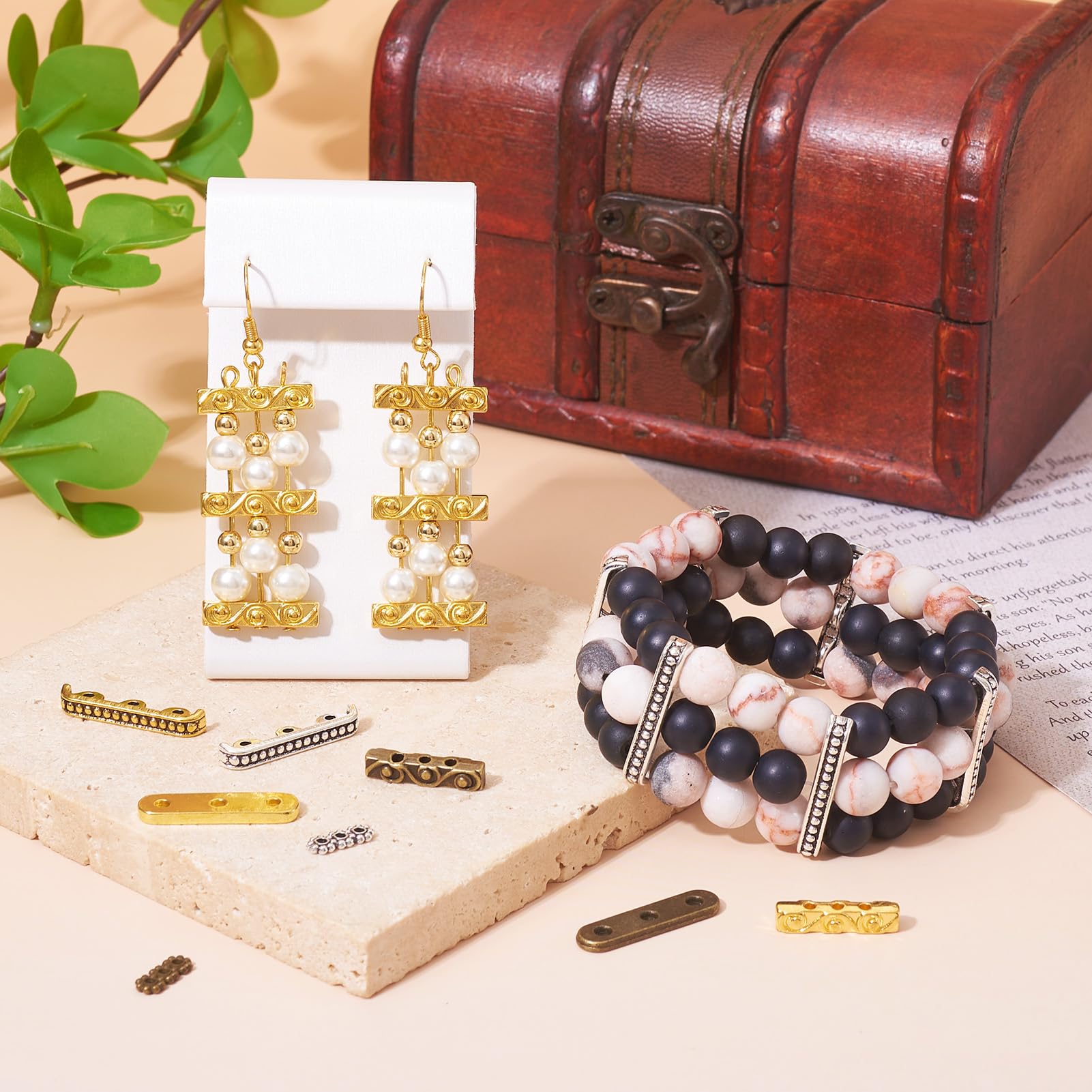 Amazon.com: Fashewelry 150Pcs Tibetan Mixed 3-Hole Rectangle